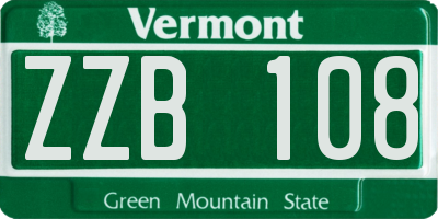 VT license plate ZZB108