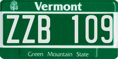 VT license plate ZZB109