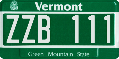 VT license plate ZZB111