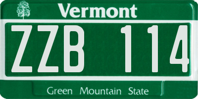 VT license plate ZZB114