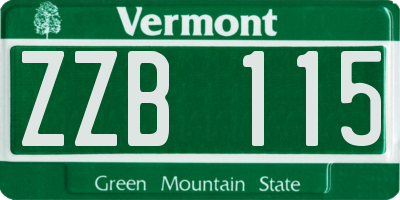 VT license plate ZZB115