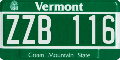 VT license plate ZZB116