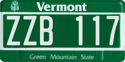 VT license plate ZZB117