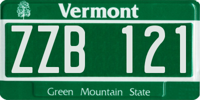 VT license plate ZZB121