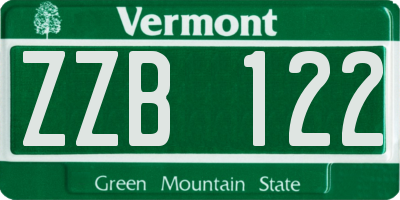 VT license plate ZZB122
