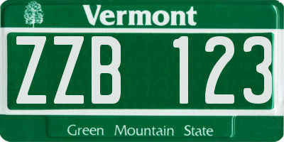 VT license plate ZZB123