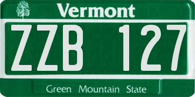 VT license plate ZZB127