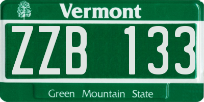 VT license plate ZZB133