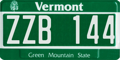 VT license plate ZZB144