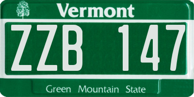 VT license plate ZZB147