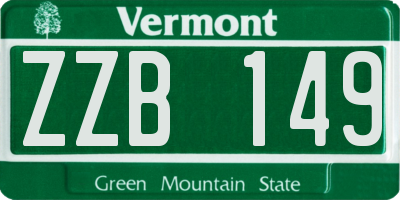 VT license plate ZZB149