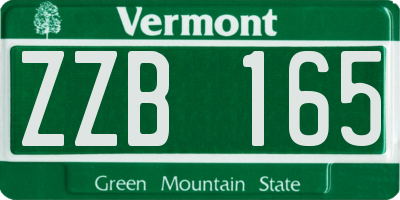 VT license plate ZZB165