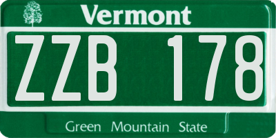 VT license plate ZZB178