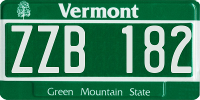 VT license plate ZZB182