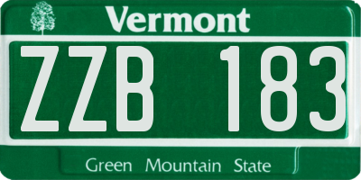 VT license plate ZZB183