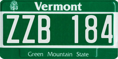 VT license plate ZZB184
