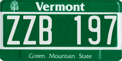VT license plate ZZB197