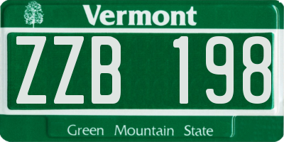 VT license plate ZZB198