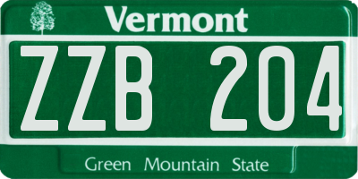 VT license plate ZZB204