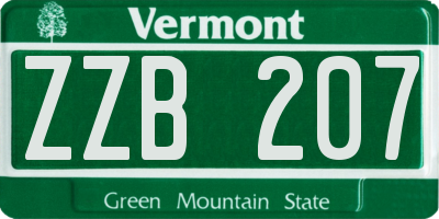 VT license plate ZZB207