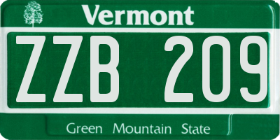 VT license plate ZZB209