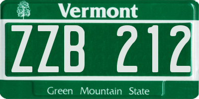 VT license plate ZZB212