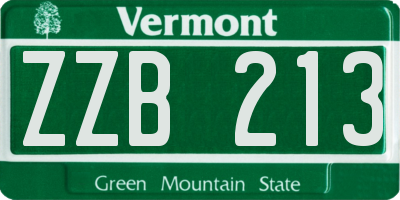 VT license plate ZZB213