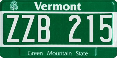 VT license plate ZZB215