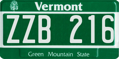 VT license plate ZZB216