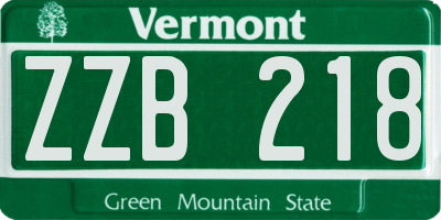 VT license plate ZZB218