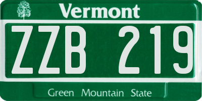 VT license plate ZZB219
