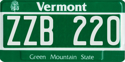 VT license plate ZZB220