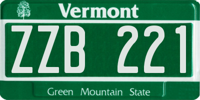 VT license plate ZZB221