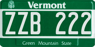 VT license plate ZZB222