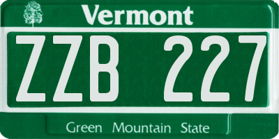 VT license plate ZZB227