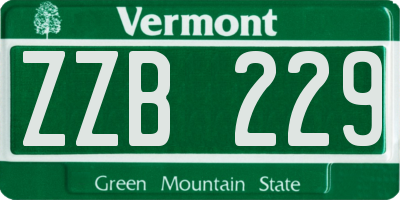 VT license plate ZZB229