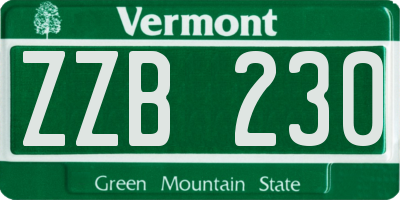 VT license plate ZZB230