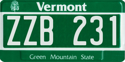 VT license plate ZZB231