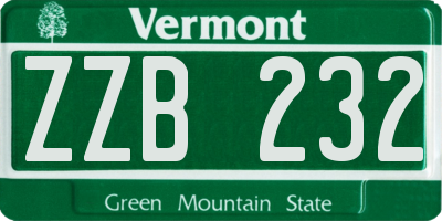 VT license plate ZZB232