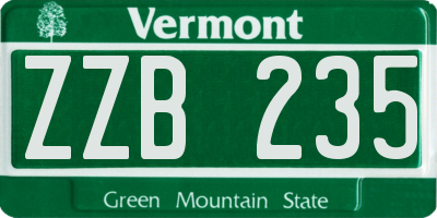 VT license plate ZZB235
