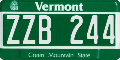 VT license plate ZZB244