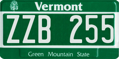 VT license plate ZZB255