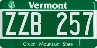 VT license plate ZZB257