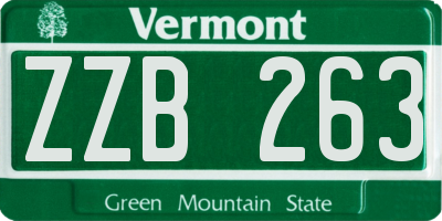 VT license plate ZZB263