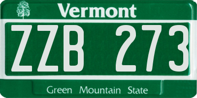 VT license plate ZZB273