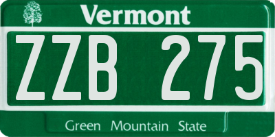 VT license plate ZZB275