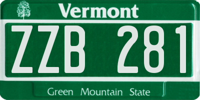 VT license plate ZZB281