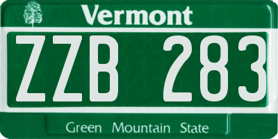 VT license plate ZZB283