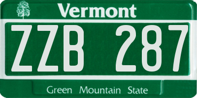 VT license plate ZZB287