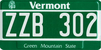 VT license plate ZZB302